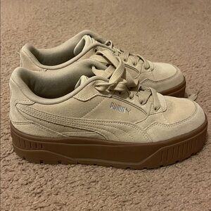 Puma Tan Sneakers with Brown Soles